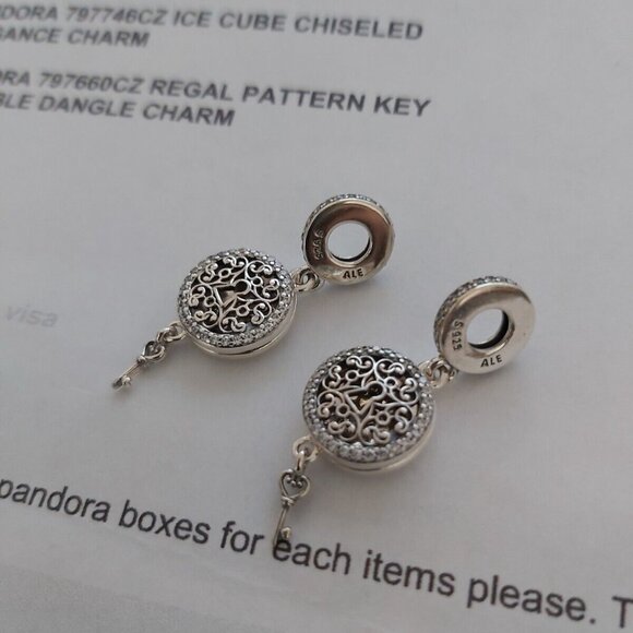 Authentic Pandora Sterling Silver *RETIRED* Regal Key Dangle Charm 797660CZ - Picture 5 of 13